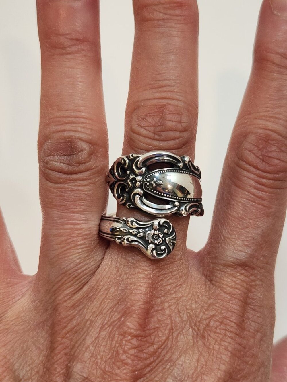 Heavy VTG 1973 Towle Grand Duchess Sterling Silver Spoon Ring Size 6.5 13.8g